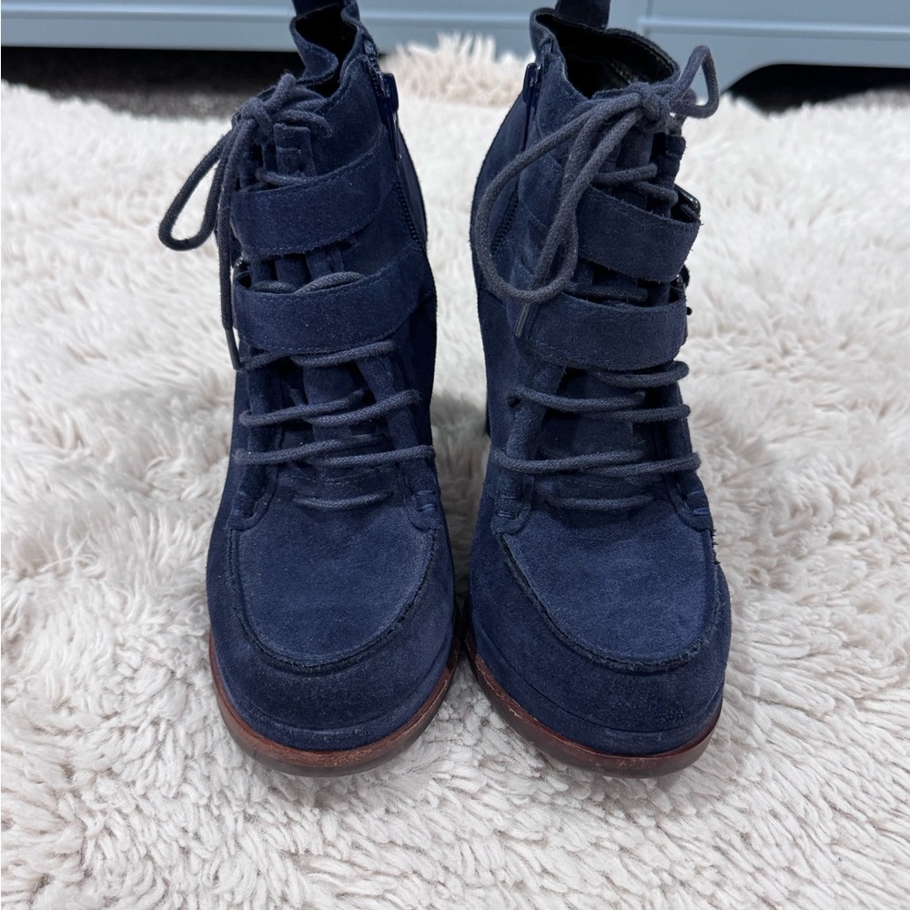DV by Dolce Vita Navy Suede Lace-Up Boots